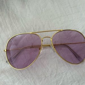 Ray-Ban Gold Frame with Purple Lens Sunglasses